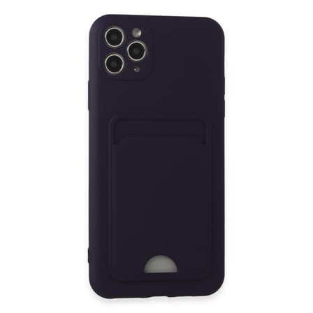 iPhone 11 Pro Max Kılıf Kelvin Kartvizitli Silikon - Derin Mor