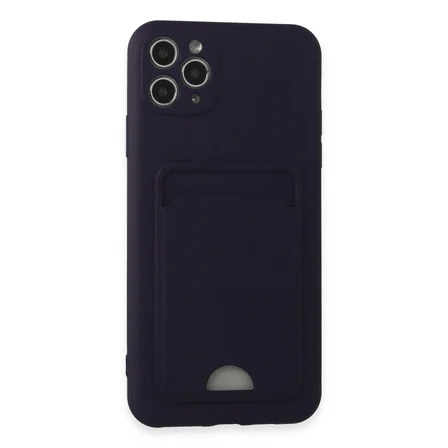 iPhone 11 Pro Max Kılıf Kelvin Kartvizitli Silikon - Derin Mor