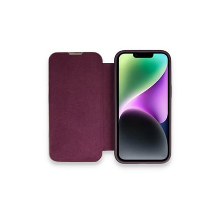 iPhone 14 Pro Kılıf Dolpin Kapaklı - Derin Mor