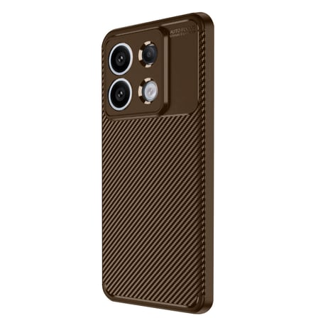 Redmi Note 13 Pro 4G Kılıf Auto Focus Karbon Kapak - Kahverengi