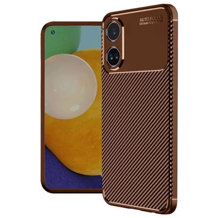 A60 Kılıf Auto Focus Karbon Kapak - Kahverengi