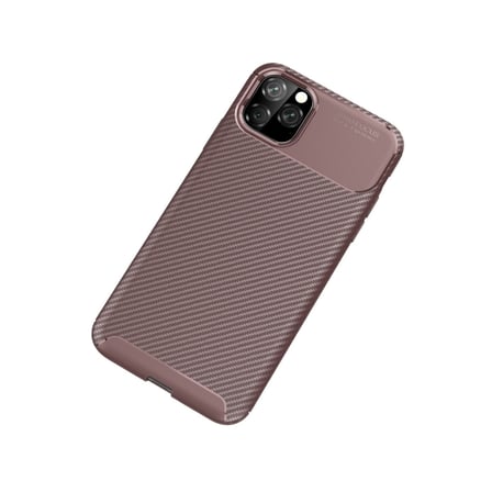 iPhone 11 Pro Max Kılıf Auto Focus Karbon Kapak - Kahverengi
