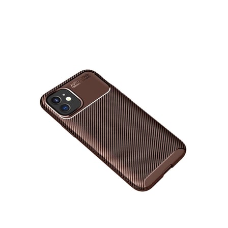 iPhone 12 Mini Kılıf Auto Focus Karbon Kapak - Kahverengi