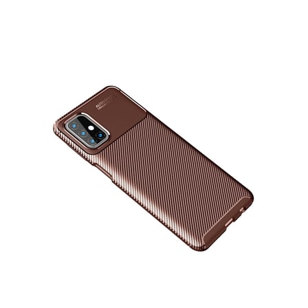 Galaxy M31S Kılıf Auto Focus Karbon Kapak - Kahverengi