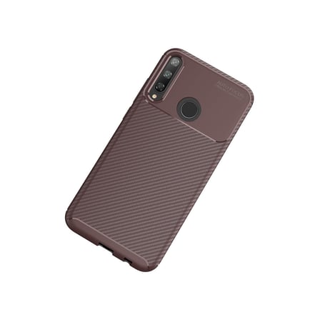 P40 Lite E Kılıf Auto Focus Karbon Kapak - Kahverengi