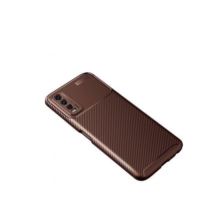 Y11S Kılıf Auto Focus Karbon Kapak - Kahverengi
