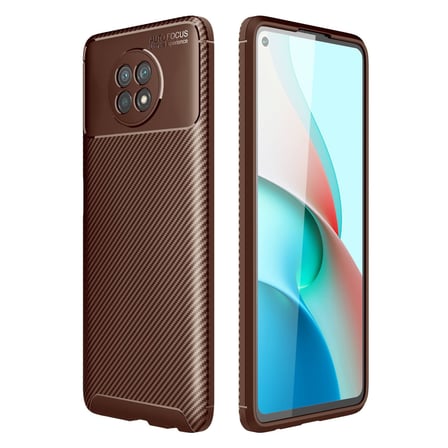 Redmi Note 9 5G Kılıf Auto Focus Karbon Kapak - Kahverengi