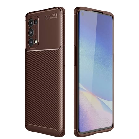 Reno 5 Pro Kılıf Auto Focus Karbon Kapak - Kahverengi