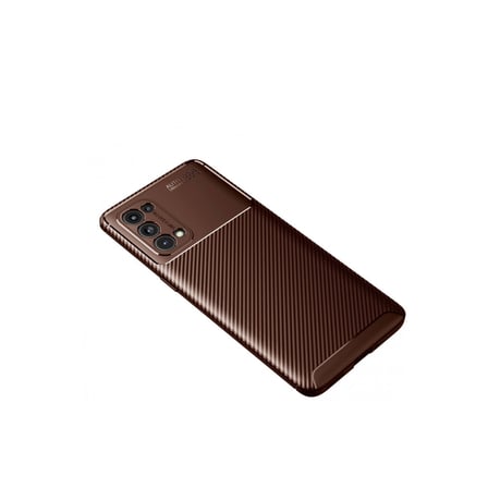 Reno 5 Pro Kılıf Auto Focus Karbon Kapak - Kahverengi