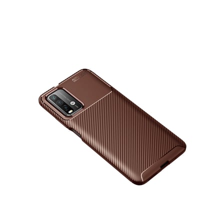 Redmi 9T Kılıf Auto Focus Karbon Kapak - Kahverengi