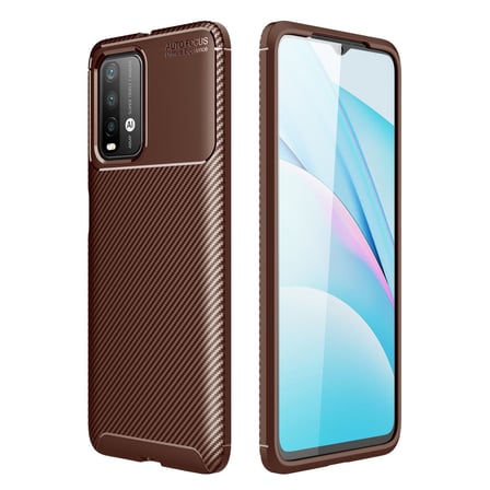 Redmi 9T Kılıf Auto Focus Karbon Kapak - Kahverengi