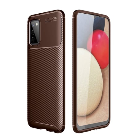 Galaxy A02S Kılıf Auto Focus Karbon Kapak - Kahverengi