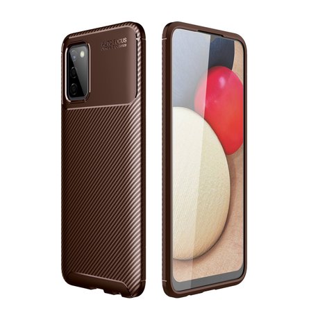 Galaxy A02S Kılıf Auto Focus Karbon Kapak - Kahverengi