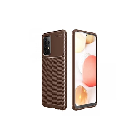 Galaxy A72 Kılıf Auto Focus Karbon Kapak - Kahverengi