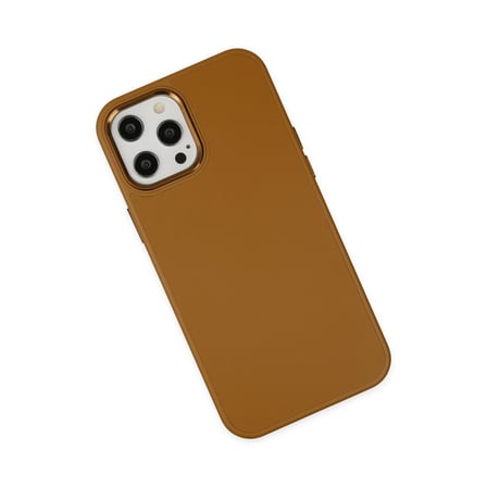 iPhone 12 Pro Max Kılıf Asya Deri Silikon - Kahverengi