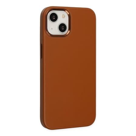 iPhone 14 Plus Kılıf Asya Deri Silikon - Kahverengi