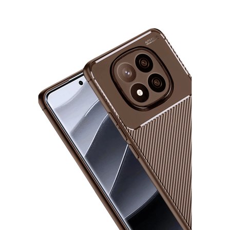 Redmi Note 14 Pro Plus Kılıf Auto Focus Karbon Kapak - Kahverengi