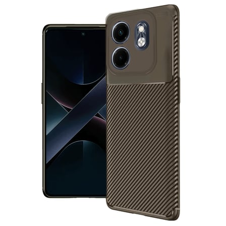 Smart 9 Kılıf Auto Focus Karbon Kapak - Kahverengi