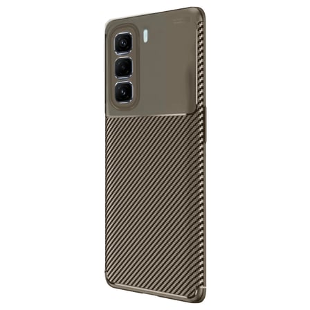 Hot 50 4G Kılıf Auto Focus Karbon Kapak - Kahverengi