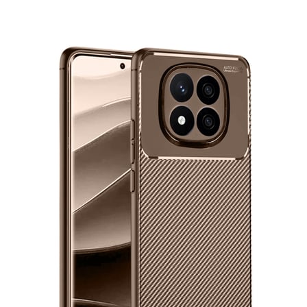 Redmi Note 14 Pro 5G Kılıf Auto Focus Karbon Kapak - Kahverengi