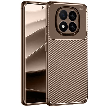 Redmi Note 14 Pro 5G Kılıf Auto Focus Karbon Kapak - Kahverengi