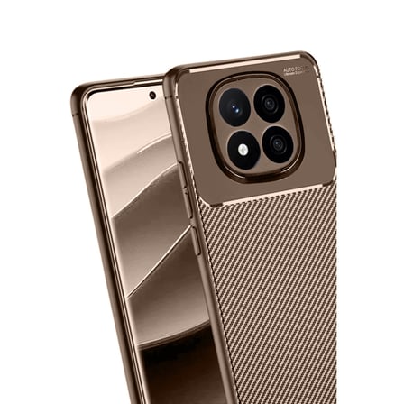 Redmi Note 14 Pro 5G Kılıf Auto Focus Karbon Kapak - Kahverengi