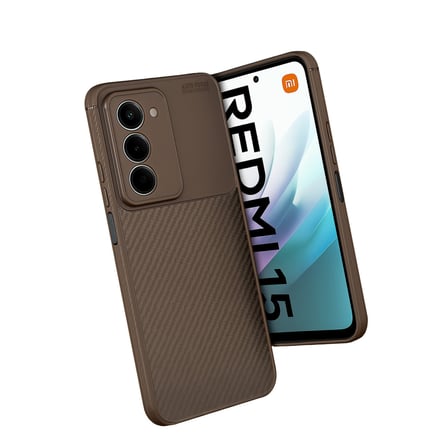 Redmi 15 4G Auto Focus Karbon Kapak - Kahverengi