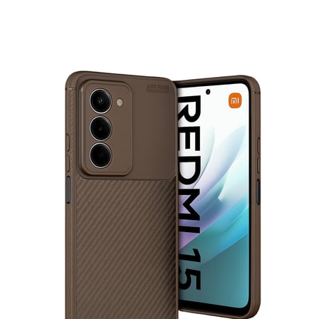 Redmi 15 4G Auto Focus Karbon Kapak - Kahverengi