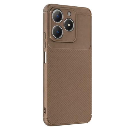 C61 Kılıf Auto Focus Karbon Kapak - Kahverengi