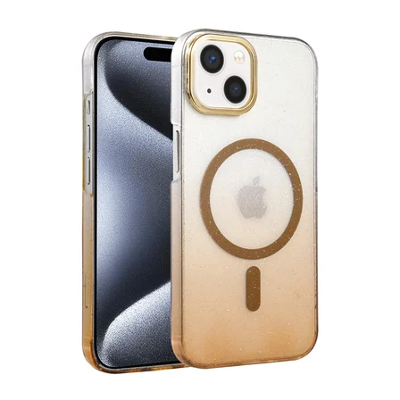 iPhone 15 Plus Glossy Magsafe Kapak - Çöl Titanyum