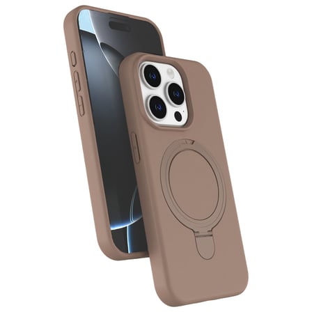 Apple iPhone 15 Pro Max Uyumlu Regal Magsafe Standlı Kapak - Çöl Titanyum