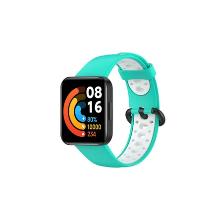 Watch 2 Spor Delikli Kordon - Turkuaz-Beyaz