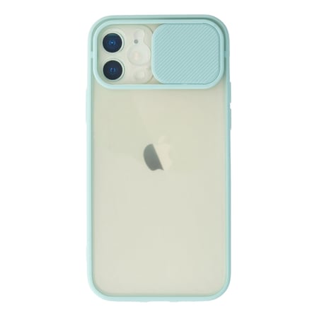 iPhone 12 Kılıf Palm Buzlu Kamera Sürgülü Silikon - Turkuaz