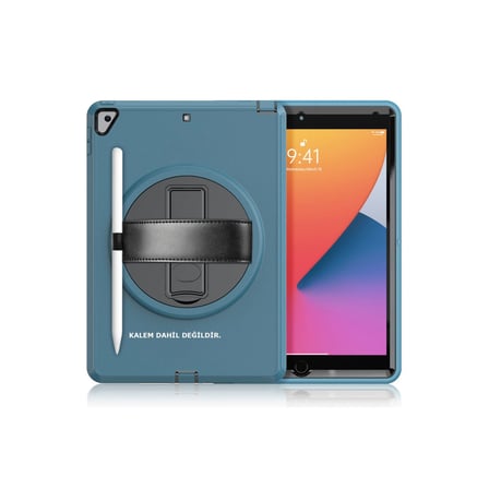 iPad 10.2 (7.nesil) Kılıf Hand Strap Tablet Kılıfı - Turkuaz