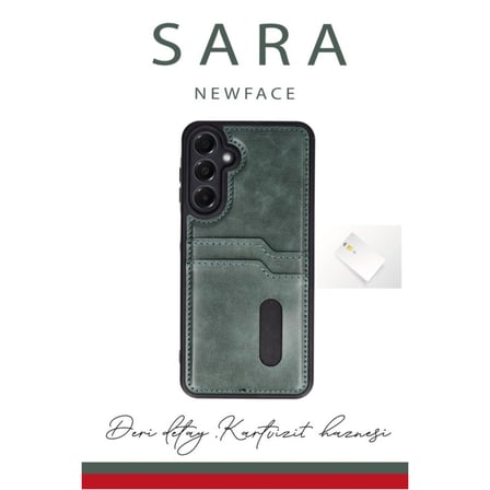 Galaxy S24 FE Kılıf Sara Kartvizitli Deri Kılıf - Taba
