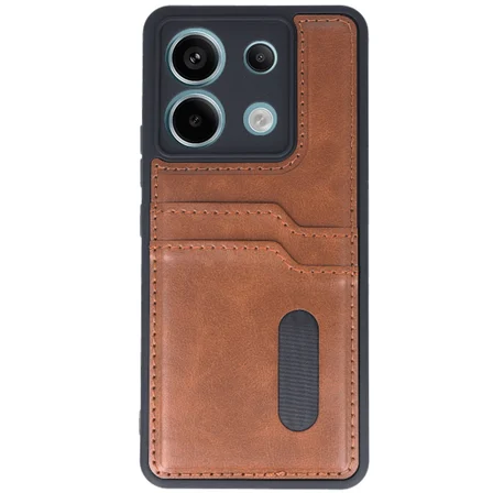 Note 13 Pro 5G Kılıf Sara Kartvizitli Deri Kılıf - Taba