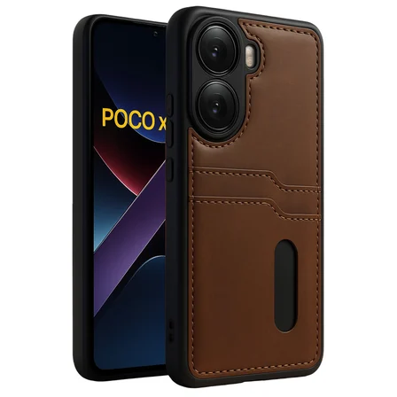 X7 Pro Kılıf Sara Kartvizitli Deri Kılıf - Taba