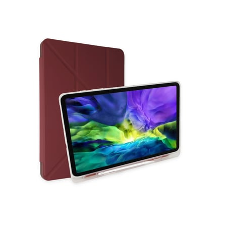 iPad 10.2 (8.nesil) Kılıf Kalemlikli Mars Tablet Kılıfı - Mürdüm