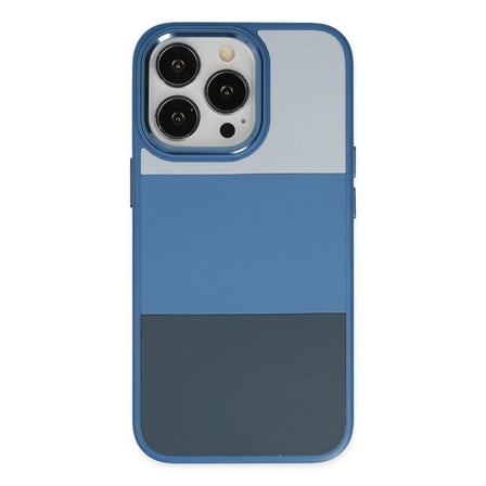 iPhone 14 Pro Max Kılıf King Kapak - Açık Mavi-Lacivert