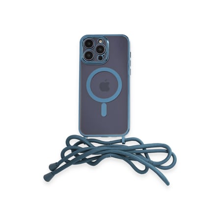 iPhone 12 Pro Max Kılıf Divo Lazer Askılı Magsafe Kapak - Sierra Blue