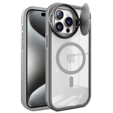 iPhone 15 Pro Max Kılıf Teleskop Lens Magsafe Silikon Kapak - Titan Gri