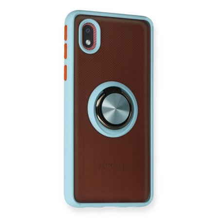 Galaxy A01 Core Kılıf Montreal Yüzüklü Silikon Kapak - Buz Mavi