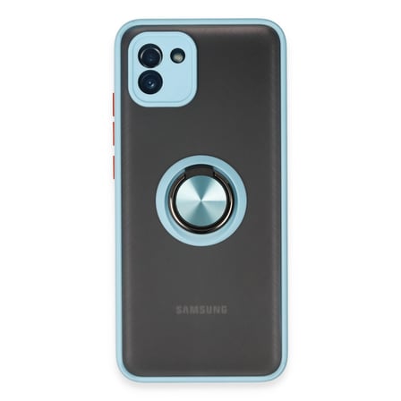 Galaxy A03 Kılıf Montreal Yüzüklü Silikon Kapak - Buz Mavi