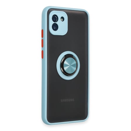 Galaxy A03 Kılıf Montreal Yüzüklü Silikon Kapak - Buz Mavi