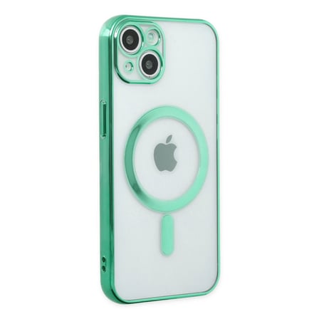 iPhone 14 Plus Kılıf Magneticsafe Lazer Silikon - Haki Yeşil