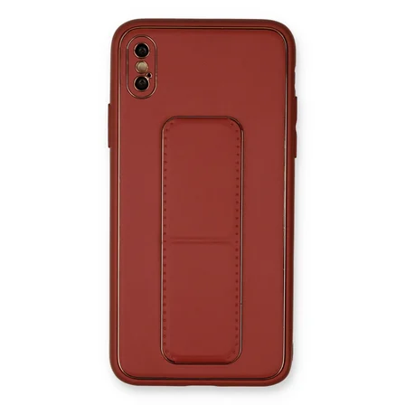 iPhone XS Max Kılıf Coco Deri Standlı Kapak - Fuşya