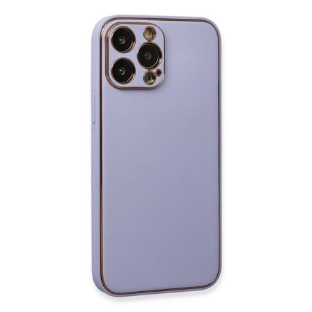 iPhone 13 Pro Max Kılıf Coco Deri Silikon Kapak - Açık Lila