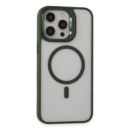 iPhone 15 Pro Kılıf Roblox Lens Magsafe Standlı Kapak - Koyu Yeşil