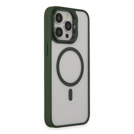 iPhone 15 Pro Kılıf Roblox Lens Magsafe Standlı Kapak - Koyu Yeşil