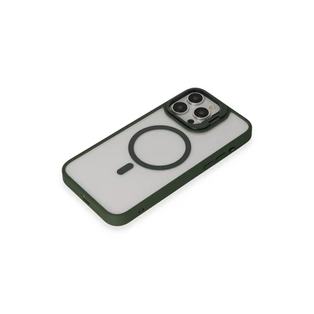 iPhone 15 Pro Kılıf Roblox Lens Magsafe Standlı Kapak - Koyu Yeşil